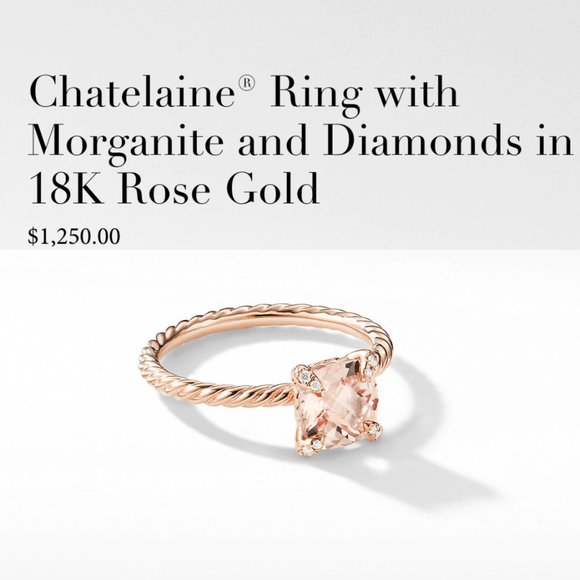David Yurman Morganite & Diamond 18KRoseGold Ring - Picture 1 of 8